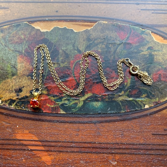 Pretty Faux Orange Sapphire Color Round Solitaire - Picture 3 of 9